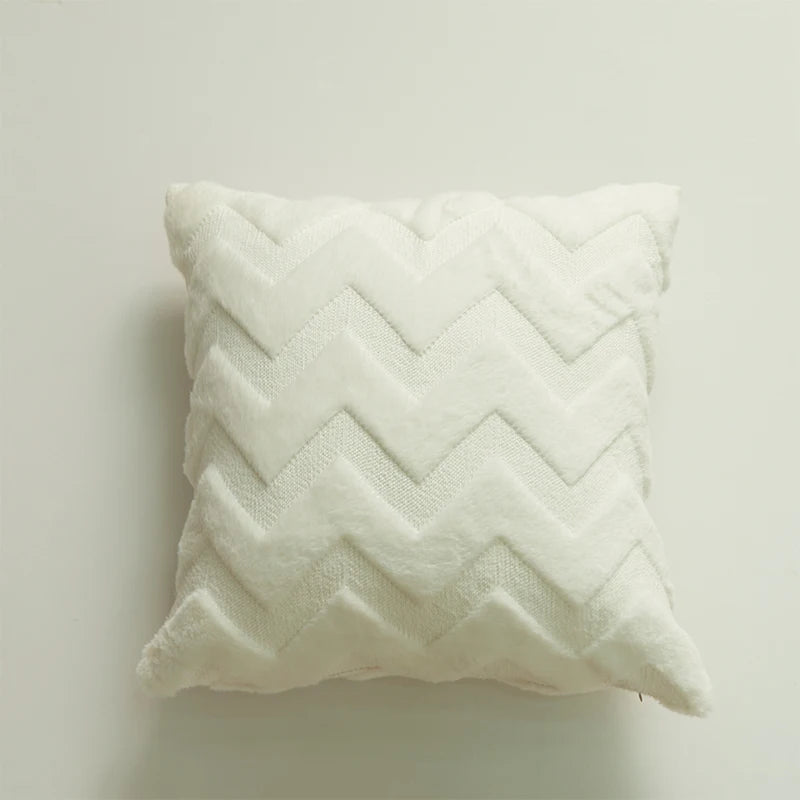 coussin decoratif plush 45x45cm motif zigzag moderne blanc gris rose chambre salon voiture
