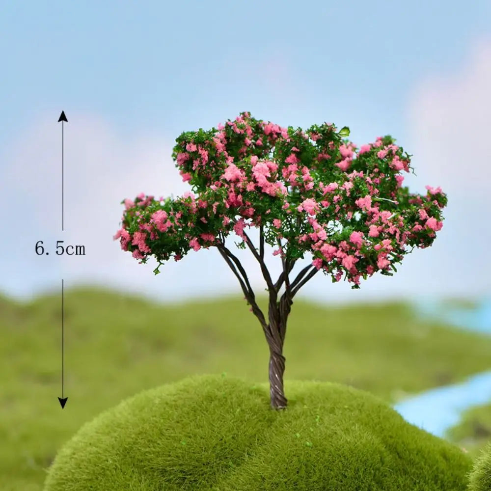 décoration intérieure arbre miniature résine fleurs feuilles rose verte artificiel rural maison