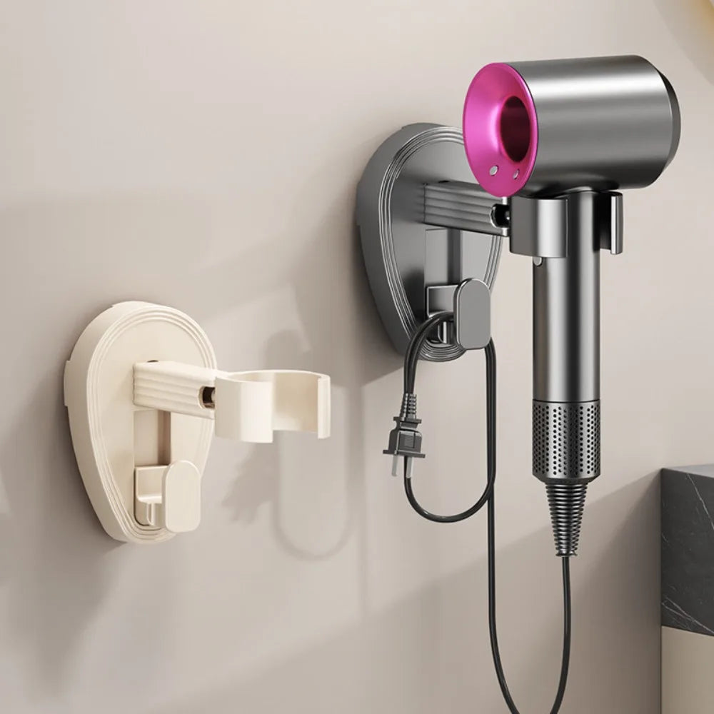 porte sèche cheveux support mural rotatif moderne adhésif sèche cheveux unique beige gris rose