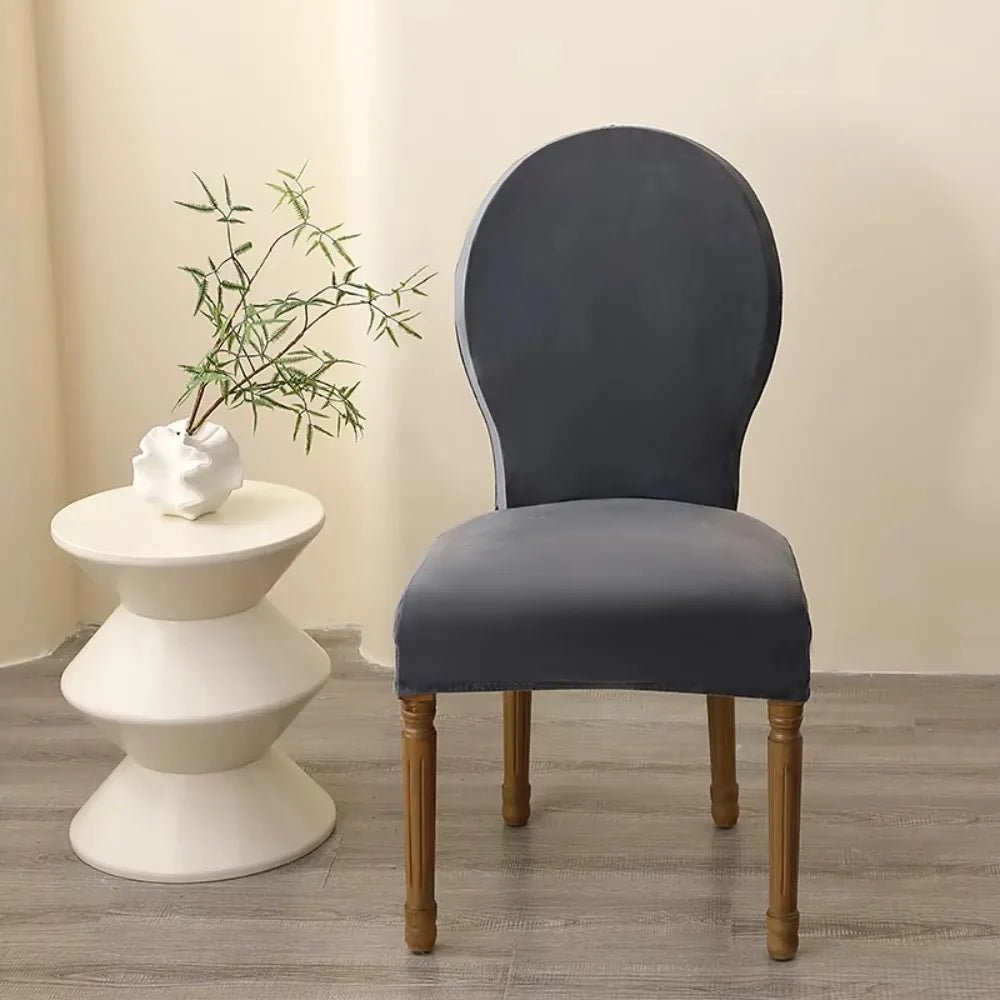 Housse chaise velours couleurs unies moderne adhésif protection siège polyester coton gris marron vert