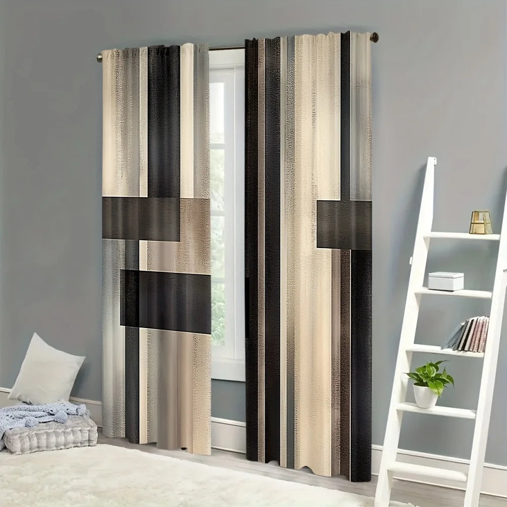 rideau tubulaire moderne pièces polyester opaque motif géométrique gris fenêtre chambre bureauhôtel