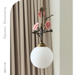 lumière suspendue led rose verre transparent classique floral chambre salon vintage