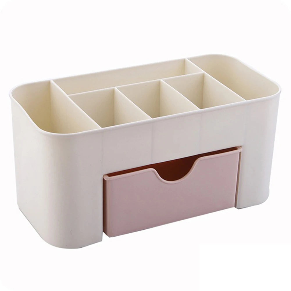 boîte rangement cosmétique blanc rose pâle moderne pratique brosse maquillage vernis ongles lingettes nettoyage