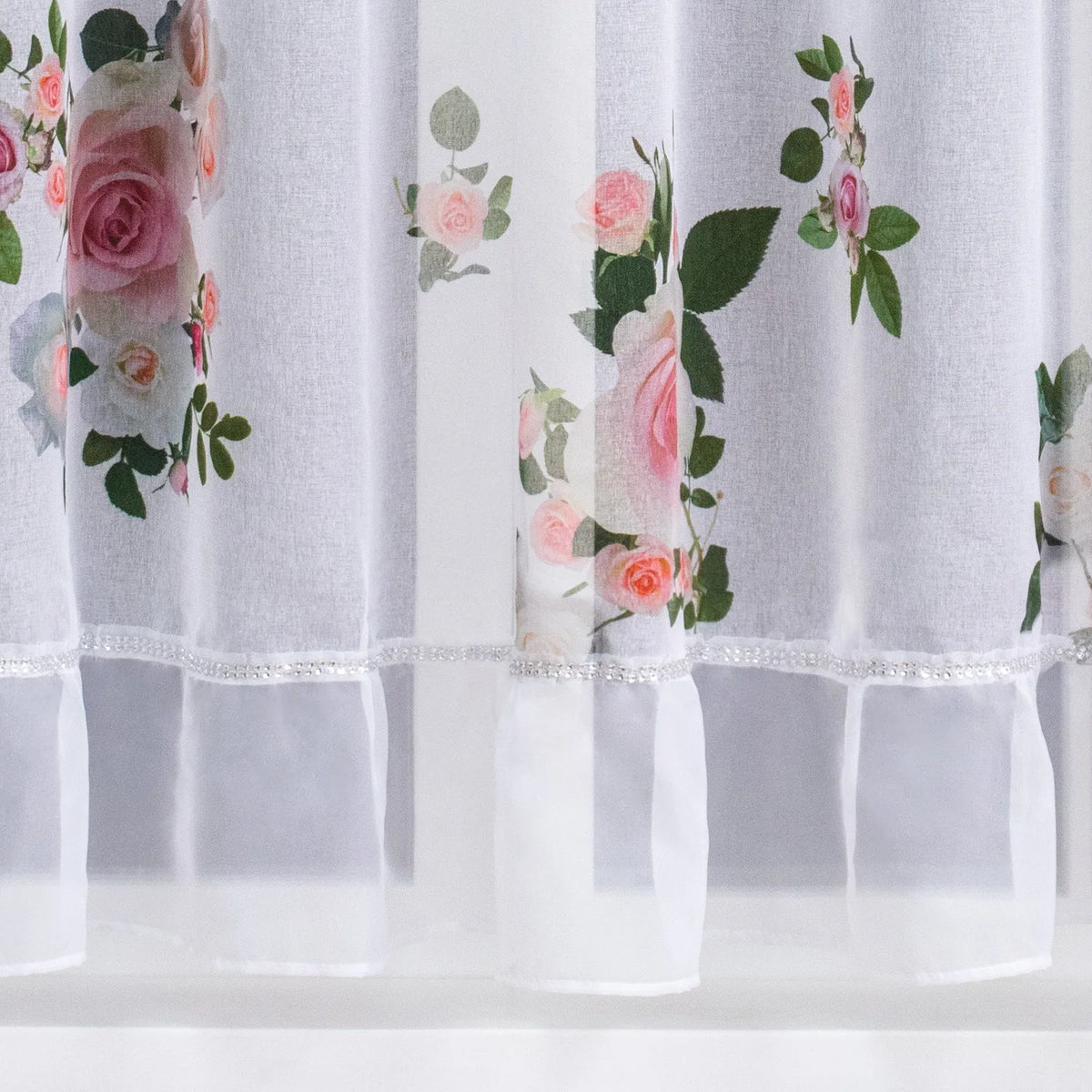 rideau floral transparent plissé romantique imprimé dentelle salon européen américain
