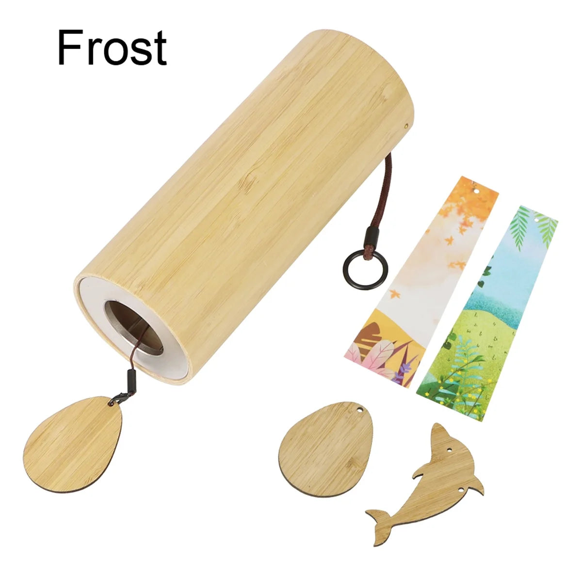 cloches vent rustiques tubes bois naturel pendentifs dauphins feuilles patioextérieurDecorationMeditationRelaxation