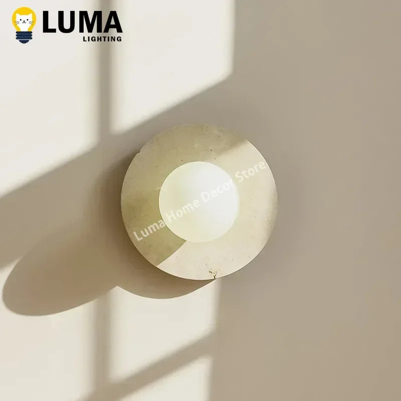 applique murale moderne beige clair texture naturelle minimaliste fixée ampoule led cuisine salle manger