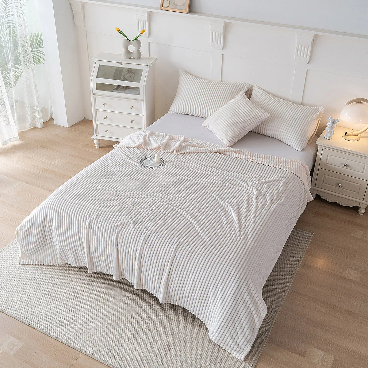couverture gris rayée moderne polyester moelleuse lit canapé oreillers fixations lavable toute saison