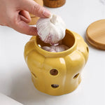 pots stockage ail céramique texturé forme cactus moderne bouchon bois trou