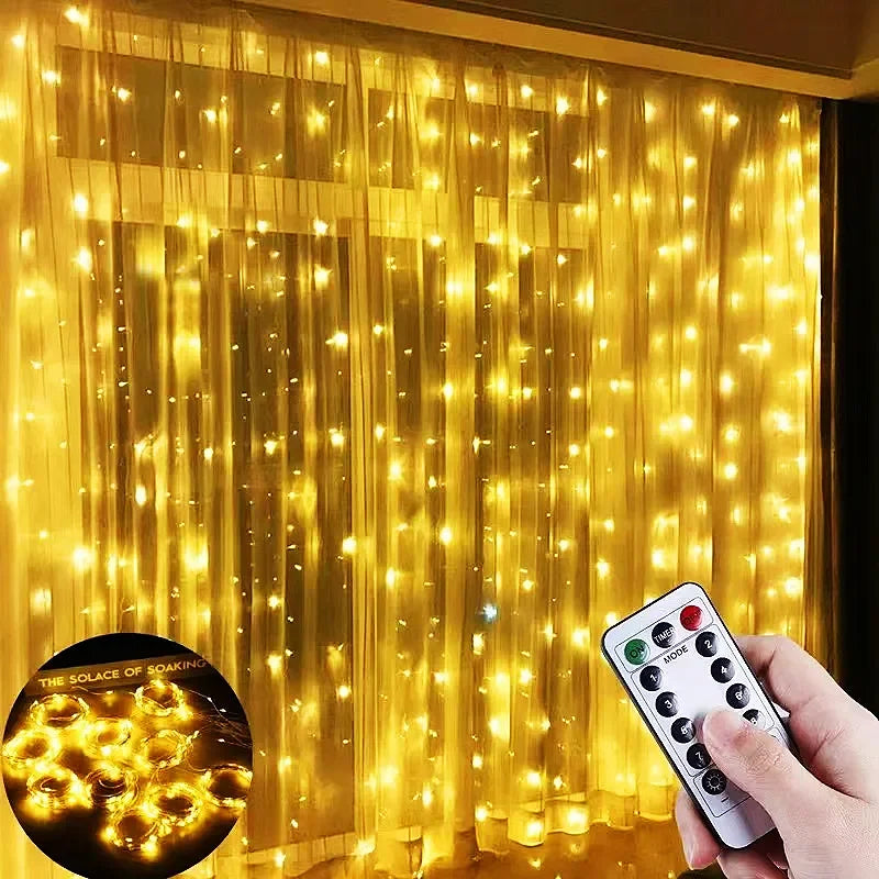 rideau lumineux led beige clair mètres mètres décoration noël mariage intérieur moderne