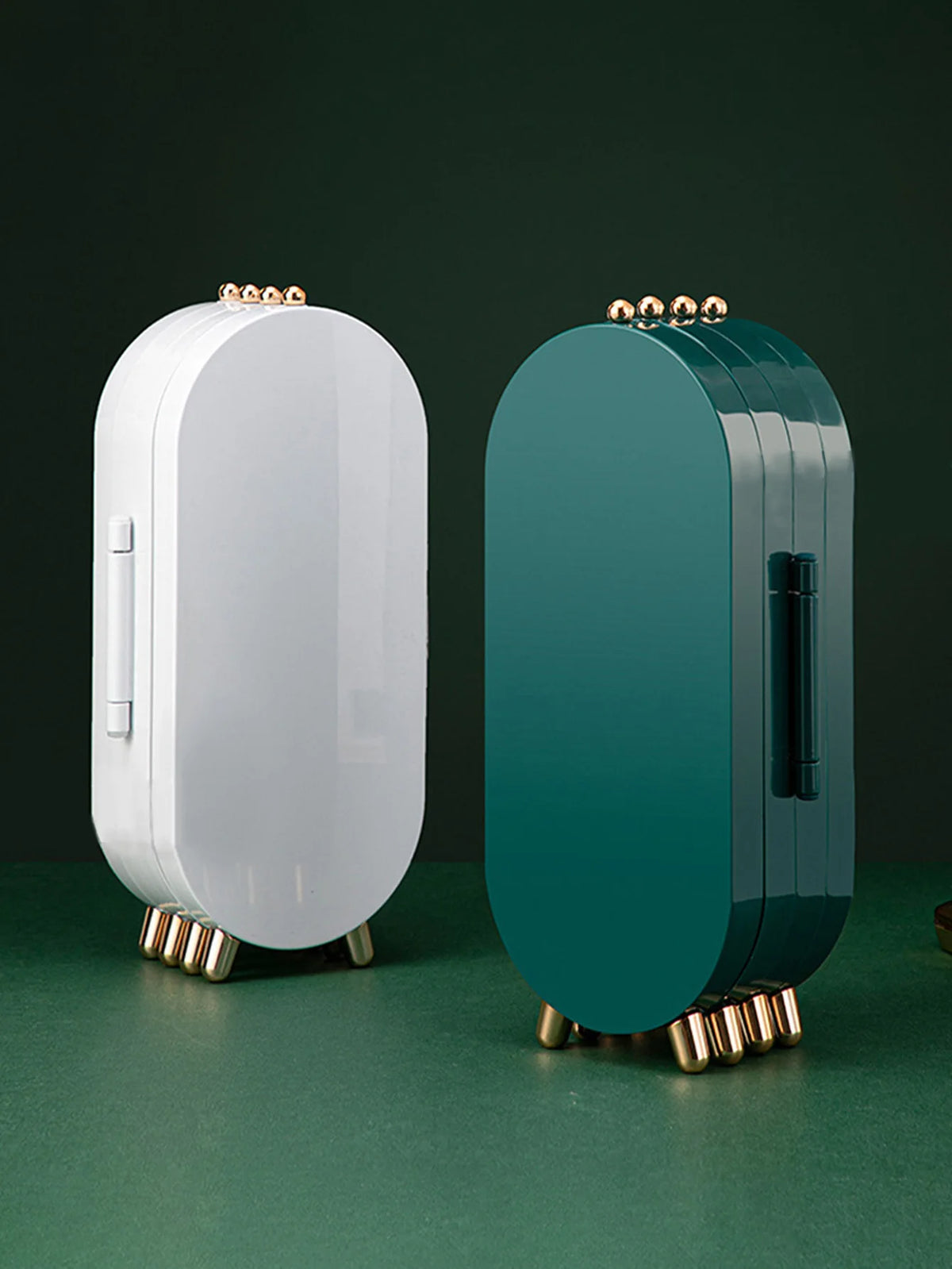 boîte bijoux transparente moderne miroir poignées boucles d'oreilles colliers pendentifs vert blanc portable chambre