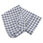 housse coussin cou décoration coton bleu clair blanc carreaux rustique ølets
