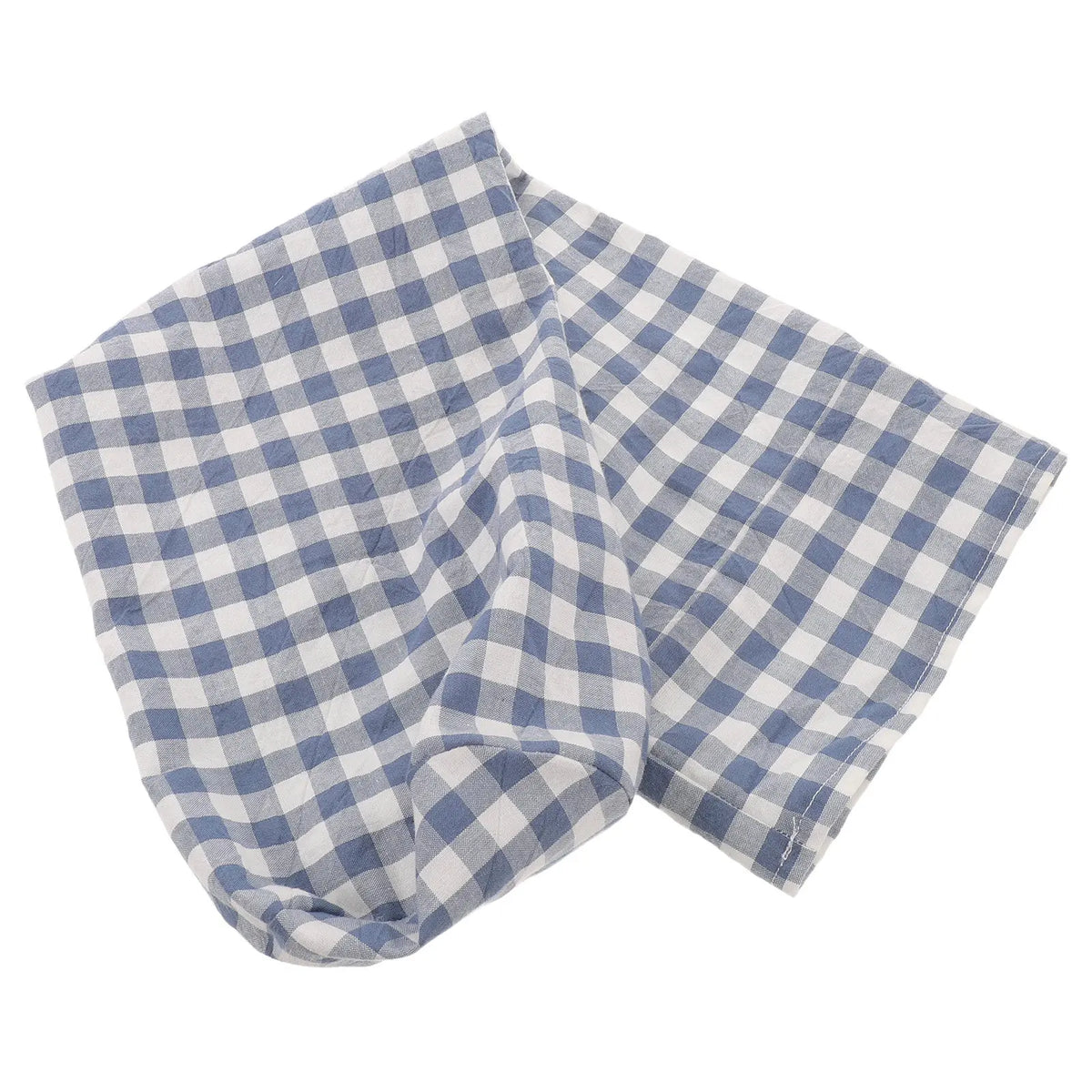housse coussin cou décoration coton bleu clair blanc carreaux rustique ølets
