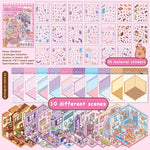 livre autocollants illustrations animaux scènes miniatures dessin animé violet rose mignon éducatif enfants adolescents