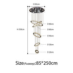 lustre moderne blanc cercles concentricques salon chambre pendentif acier inoxydable éclairage intérieur grande piece