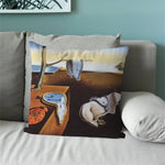 taie d'oreiller pop art salvador dali déformée motif contemporain coussin décoratif noir beige gris