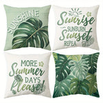 taies d'oreiller vertes motif feuilles tropicales moderne polyester 45x45cm maison hospitalière decoration chambre opaque