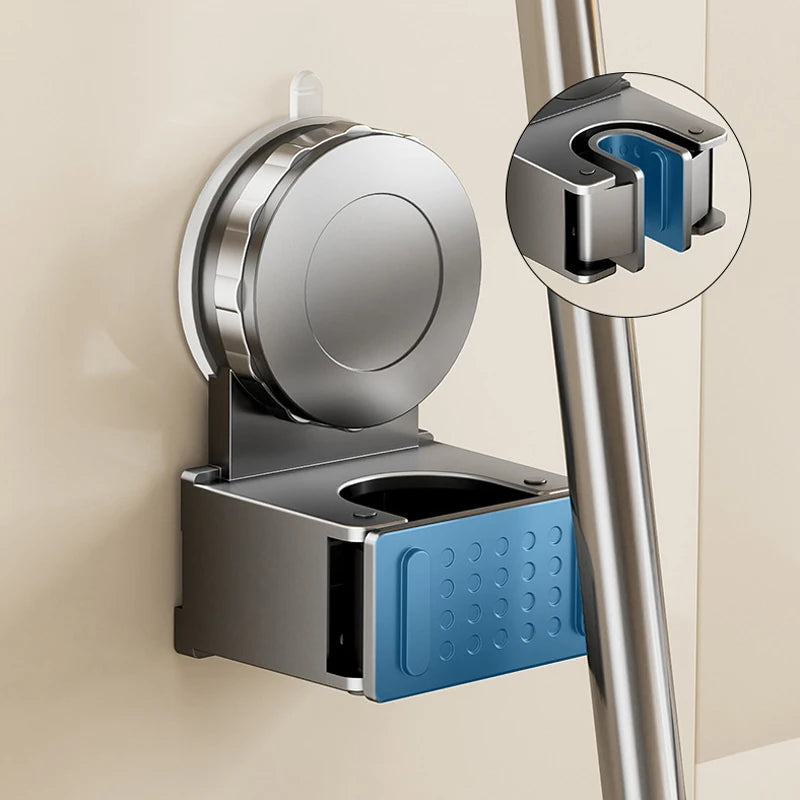 porte balai mural ventouse gris lisse perforations moderne salle bain rangement minimaliste