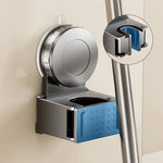 porte balai mural ventouse gris lisse perforations moderne salle bain rangement minimaliste