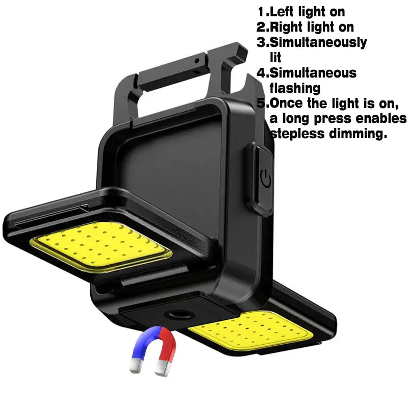 lampe torche led rechargeable clips aimant porte clés noir bleu jaune COB tactile type