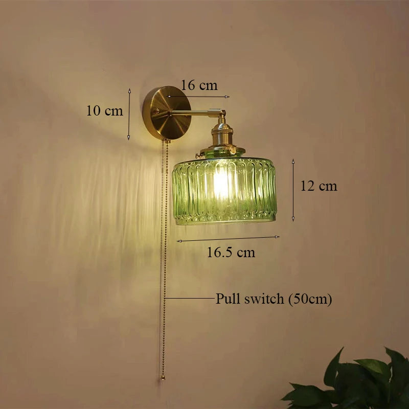 lampe murale or transparent moderne interrupteur rayures horizontales verre chambre cuisine étude