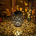lanterne solaire extérieure led noire florale artisanale ip44 jardin camping