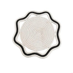 tapis table tissé spirale gris blanc rouge noir respectueux environnement