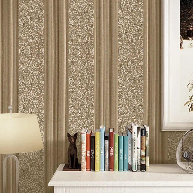 papier peint floral relief classique beige marron rose bleu blanc doré imperméable