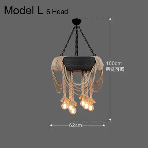 suspension lumineuse industrielle vintage corde naturelle métal noir ampoules opacité