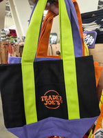 sac main réutilisable toile orange violet noir vert moderne poignées détachables étiquette logo sac
