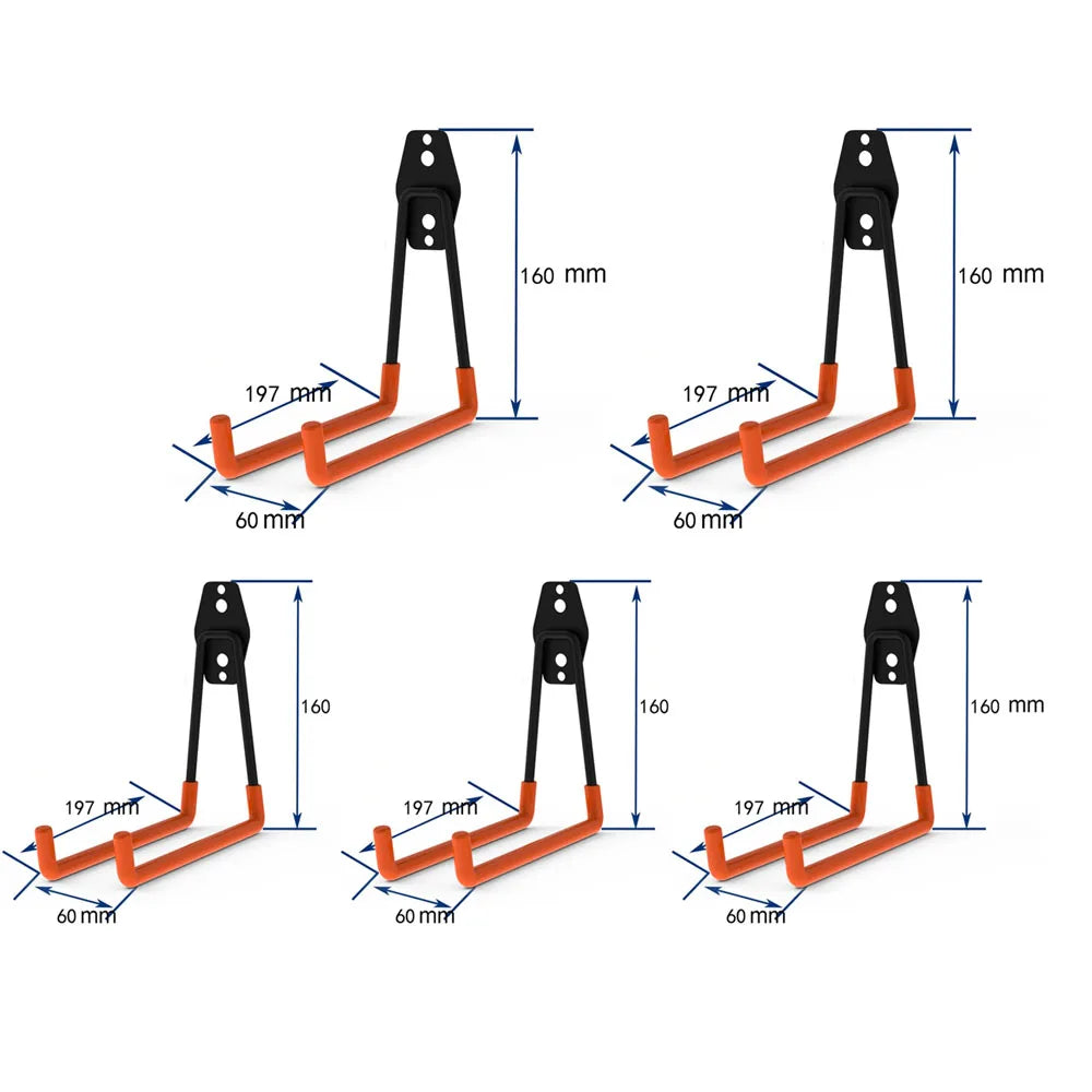 crochet mural moderne noir orange fixations vis chevilles support garage vélos équipements sport