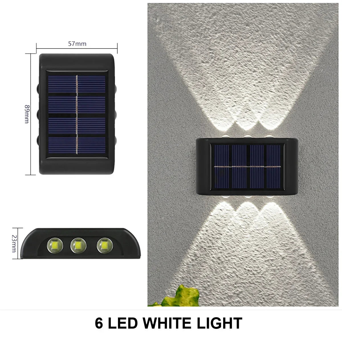 lampe murale led solaire noire moderne ip65 six leds bouton adhésif extérieure
