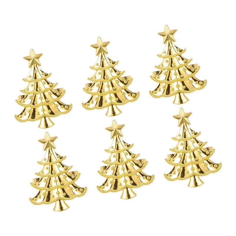 boucles serviette métal arbre noël vert doré rouge festive clips