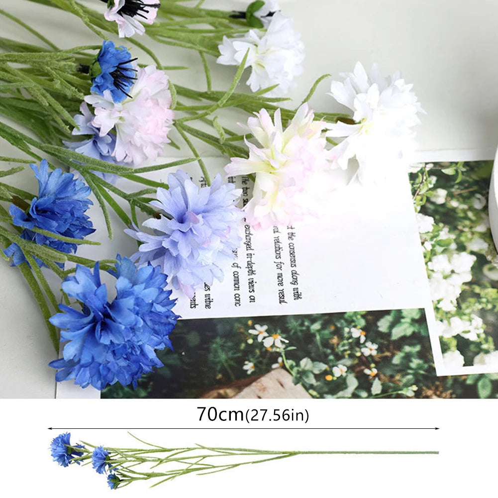 bouquet fleurs artificielles soie bleu blanc violet vert intérieur décoration champêtre minimaliste festive mariage