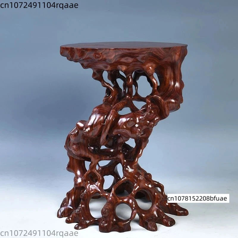 tabouret bois brut naturel rustique décoration intérieure vase inclusion plantes tronc d'arbre table basse