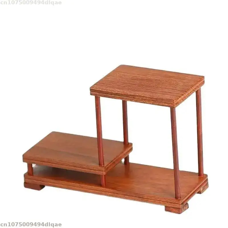 supports plantes étagère bois marron statuette bouddha bol céramique table basse vintage stand thé