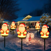 Ensemble de 5 lampes solaires Père Noël pour jardin et patio - Décoration de Noël éco-responsable