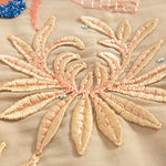 tissu africain brodé fleurs feuilles orange vert bleu rose traditionnel dentelle rhinstones soirée