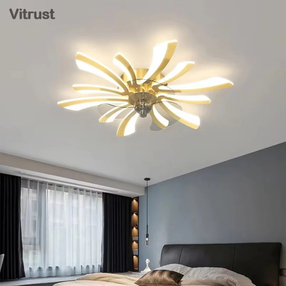 plafonnier moderne or noir feuilles stylisées led télécommande flux lumineux 2000 82000 tension 110