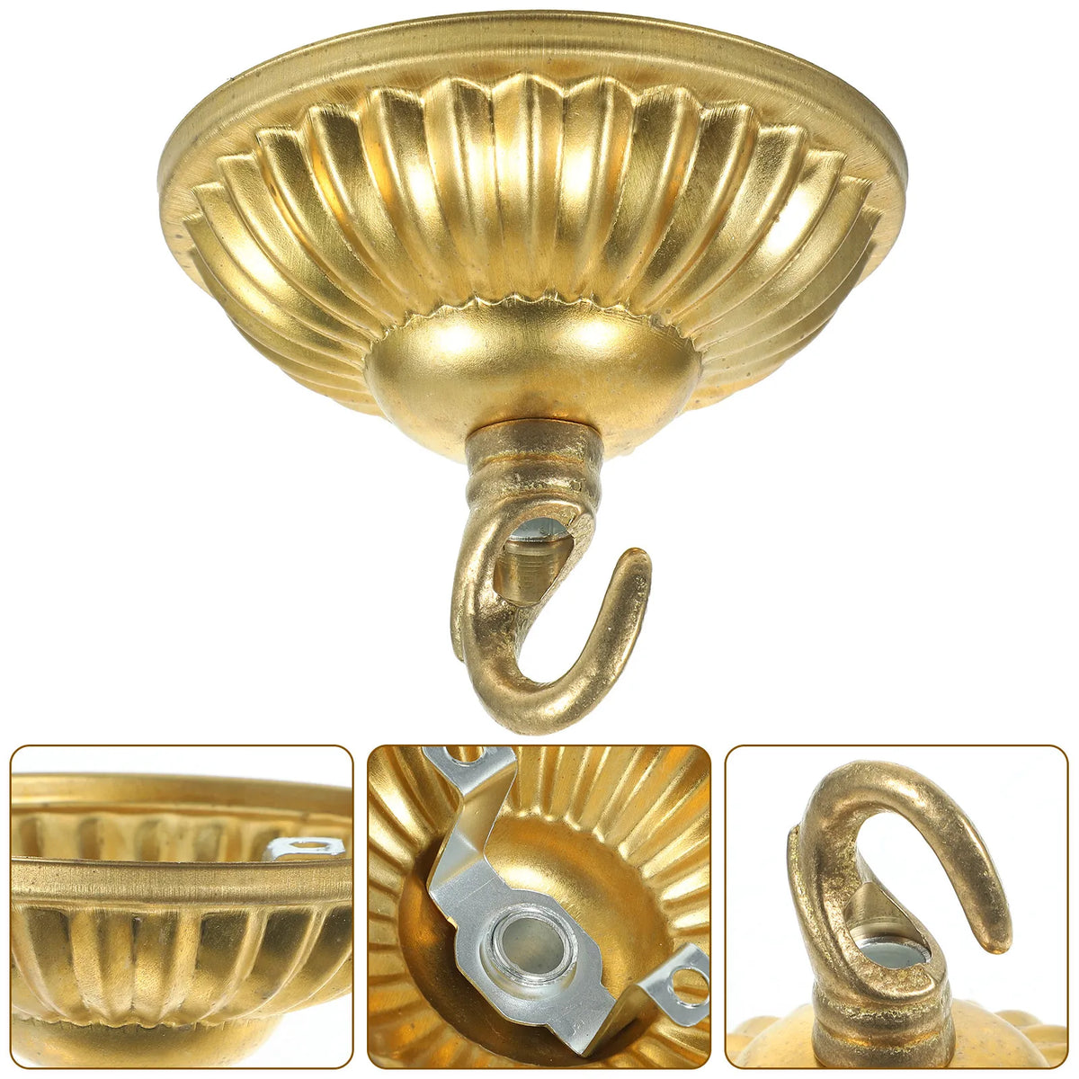 plaque suspension lampe dorée rayures horizontales classique fixations vis montée