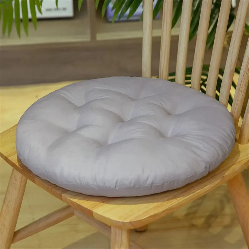coussin rond épais anti dérapant imperméable coton polyester moderne lavable bleu gris rose camel