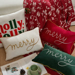 housse coussin brodée lettres noël velours polyester 30x50cm festive decoration voiture
