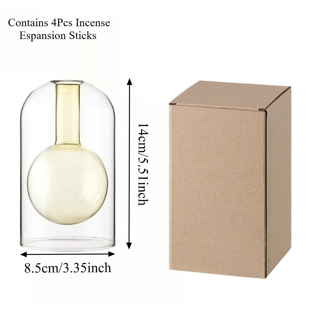 diffuseur huiles essentielles verre transparent moderne bâtonnets parfum inclusion liquide