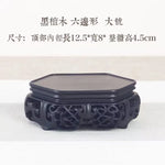 support décoratif bois gravures classique vase pot fleur tasse thé rouge foncé