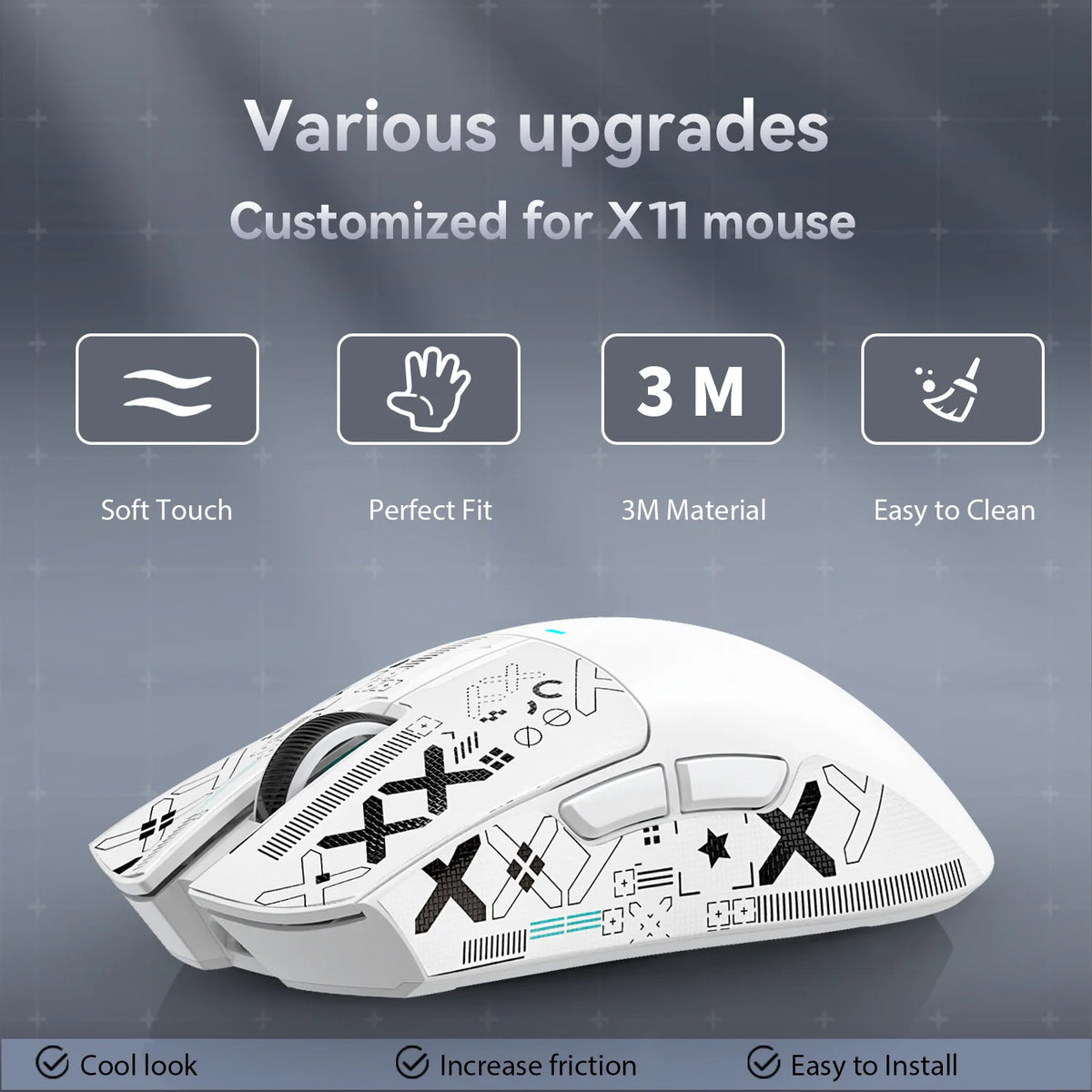 souris jeu cuir antidérapant graphique blanc moderne adhésif feuillets antidérapants cable usb bluetooth