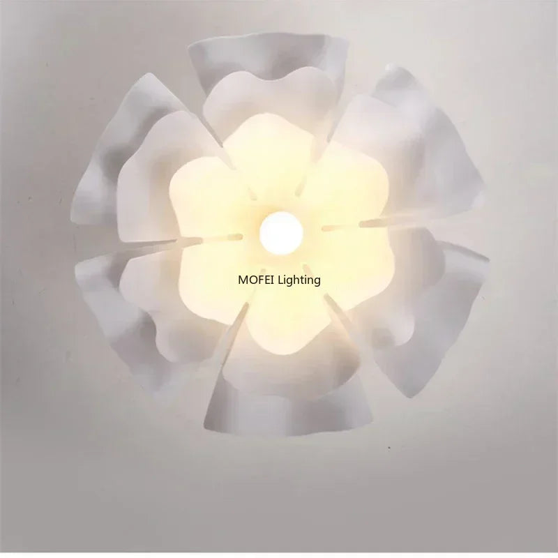 Suspension lumineuse moderne verre blanc floral organique LED 4500k 6000k 3000k