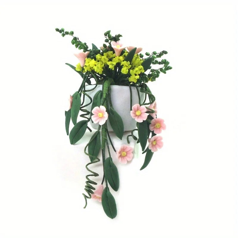 décoration murale cache pot argile blanc fleurs artificielles moderne fixations salon