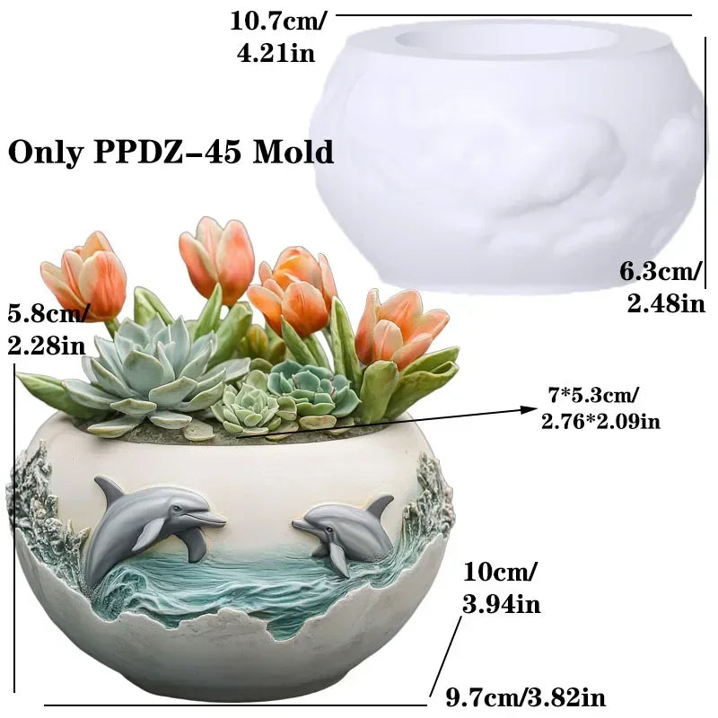 moule silicone cache pot crâne fleurs décoratif résine plante succulente jardin objet artisanal noir