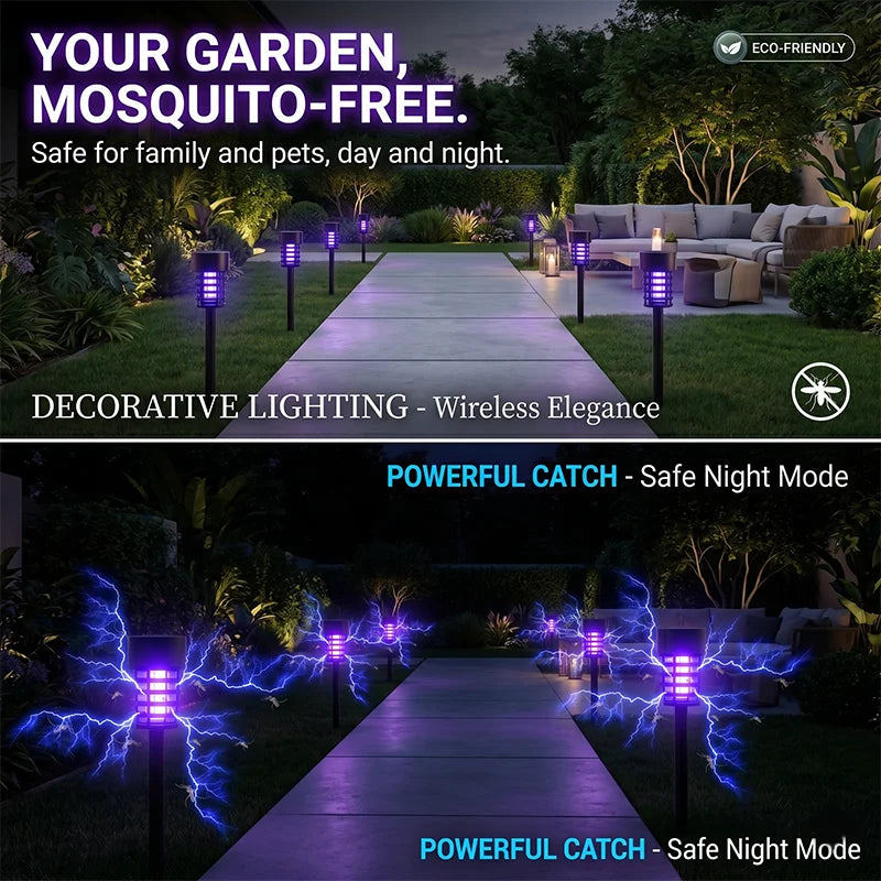 piège insectes solaire argenté moderne tige plantable lumière bleue extérieur jardin patio