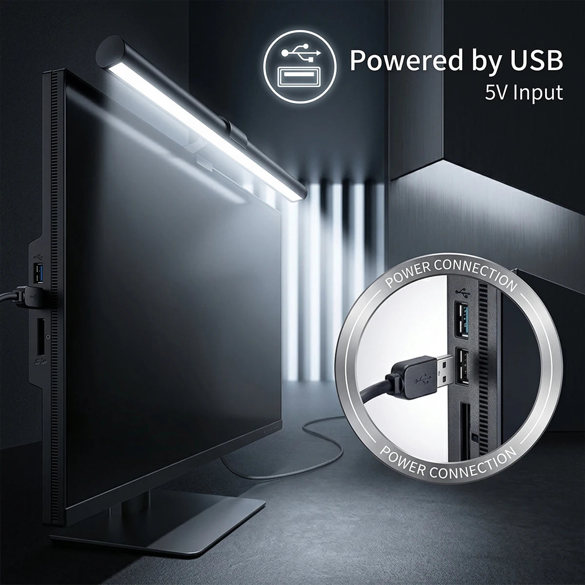 lampe led écran 30cm clips usb protection yeux éclairage intérieur moderne noir