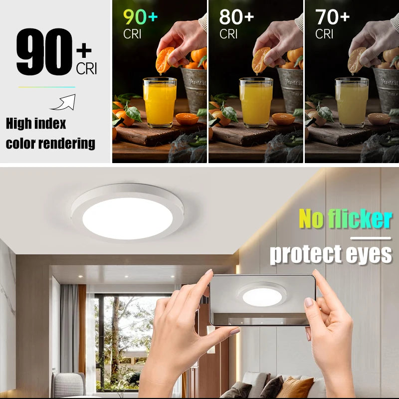 plaque lumière led moderne blanc rond surface montée éclairage quotidien 20w 90260v flux 200082000